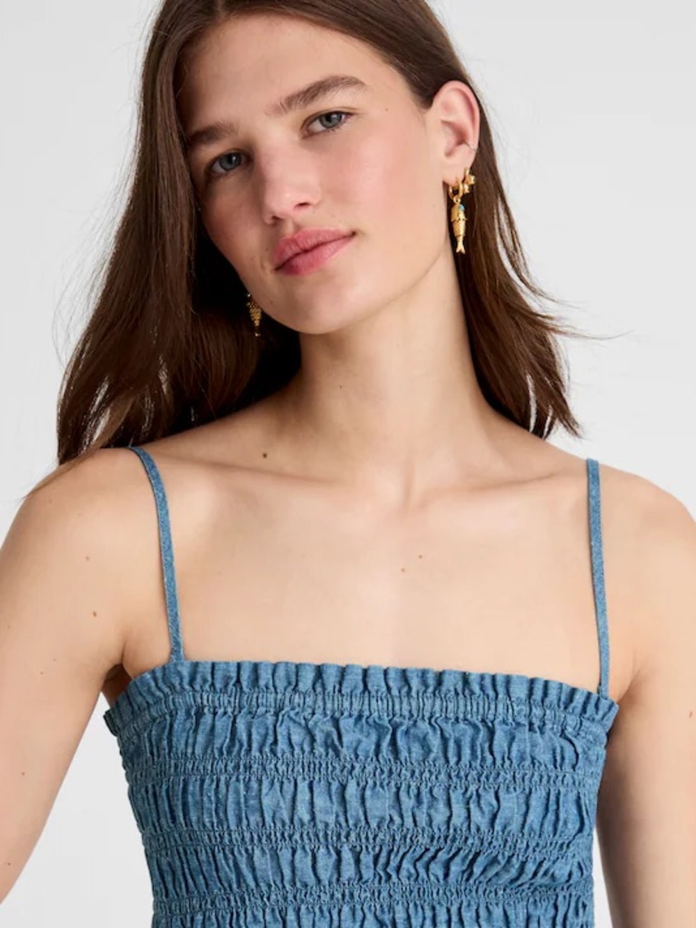 Madewell Denim Smocked Tank